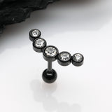 Detail View 1 of Blackline Journey Sparkle Curve Cartilage Tragus Barbell Earring-Clear Gem
