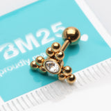 Detail View 2 of Golden Bali Beads Triangle Sparkle Cartilage Tragus Barbell Earring-Clear Gem