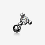 Blackline Bali Beads Trio Sparkle Cartilage Tragus Barbell Earring