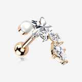 Rose Gold Star Pearlescent Sparkle Marquise Cartilage Tragus Barbell Stud
