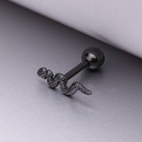 Detail View 1 of Blackline Snake Swiggle Steel Cartilage Tragus Barbell Stud