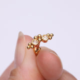 Detail View 2 of Golden Bali Beads Arch Sparkle Cartilage Tragus Barbell Stud-Clear Gem