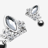 Detail View 1 of Tiara Crown Cartilage Earring-Clear Gem