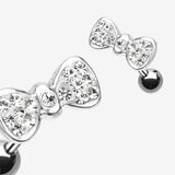 Detail View 1 of Multi-Gem Sparkle Bow Tie Cartilage Earring-Clear Gem