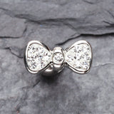 Detail View 2 of Multi-Gem Sparkle Bow Tie Cartilage Earring-Clear Gem