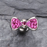 Detail View 2 of Multi-Gem Sparkle Bow Tie Cartilage Earring-Fuchsia