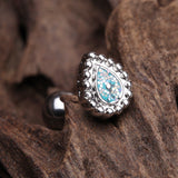 Detail View 1 of Mandala Ornate Sparkle Cartilage Tragus Earring-Teal