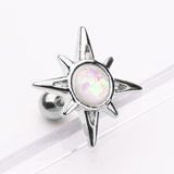 Detail View 1 of Cosmic Sunburst Opal Cartilage Tragus Earring-White