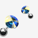 Detail View 1 of Pointy Faceted Crystal Cartilage Earring-Aurora Borealis