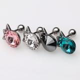 Crown Topped Gem Cartilage Earring-Hematite