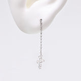 Detail View 1 of Chained Sparkle Cross Dangle Cartilage Barbell Earring-Clear Gem