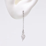 Detail View 1 of Chained Sparkle Feather Teardrop Dangle Cartilage Barbell Earring-Clear Gem