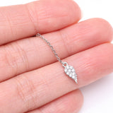 Detail View 2 of Chained Sparkle Feather Teardrop Dangle Cartilage Barbell Earring-Clear Gem