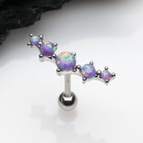 Detail View 1 of Fire Opal Journey Curve Prong Set Cartilage Tragus Barbell Earring-Purple Opal