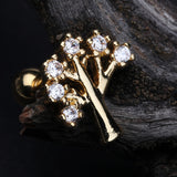 Detail View 1 of Golden Tree of Life Sparkle Cartilage Tragus Earring-Clear Gem