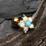 Detail View 1 of Golden Starburst Turquoise Sparkle Flower Cartilage Tragus Earring-Aurora Borealis/Turquoise