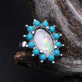 Detail View 1 of Elegant Opal Turquoise Cartilage Tragus Earring-Turquoise/White