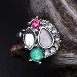 Detail View 1 of Sparkle Opal Medley Cartilage Tragus Earring-Clear Gem/Teal
