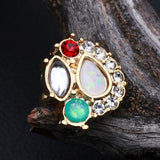 Detail View 1 of Golden Sparkle Opal Medley Cartilage Tragus Earring-Clear Gem/Teal