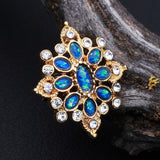Detail View 1 of Golden Opal Roesia Ornate Cartilage Tragus Earring-Clear Gem/Teal