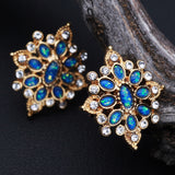 Detail View 2 of Golden Opal Roesia Ornate Cartilage Tragus Earring-Clear Gem/Teal