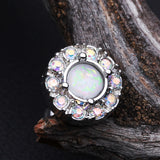 Detail View 1 of Opal Elegance Cartilage Tragus Earring-Aurora Borealis/White