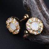 Detail View 2 of Golden Opal Elegance Cartilage Tragus Earring-Aurora Borealis/White