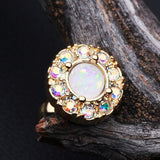 Detail View 1 of Golden Opal Elegance Cartilage Tragus Earring-Aurora Borealis/White