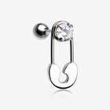 Sparkle Safety Pin Cartilage Tragus Barbell