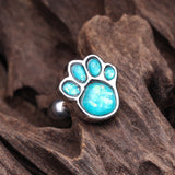 Detail View 2 of Adorable Paw Print Opal Sparkle Cartilage Tragus Earring-Teal