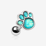 Adorable Paw Print Opal Sparkle Cartilage Tragus Earring-Teal