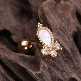 Detail View 1 of Golden Victorian Opal Sparkle Cartilage Tragus Barbell-White/Clear