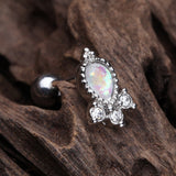Detail View 1 of Victorian Opal Sparkle Cartilage Tragus Barbell-White/Clear