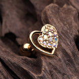 Detail View 1 of Golden Sparkle Glam Heart Cartilage Tragus Earring-Aurora Borealis