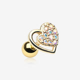 Golden Sparkle Glam Heart Cartilage Tragus Earring
