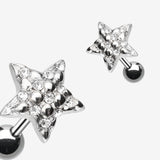 Detail View 1 of Fluffy Star Multi-Gem Cartilage Earring-Clear Gem