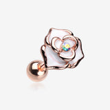 Rose Gold White Rose Sparkle Cartilage Tragus Earring