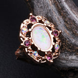 Detail View 1 of Rose Gold Grand Florid Opal Cartilage Tragus Earring-White