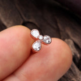 Detail View 1 of Rose Gold Shimmering Dayflower Cartilage Tragus Earring-Clear Gem
