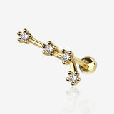 Golden Aeries Zodiac Multi-Gem Sparkles Cartilage Tragus Barbell-Clear Gem 
