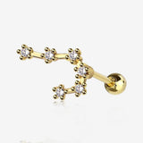 Golden Cancer Zodiac Multi-Gem Sparkles Cartilage Tragus Barbell
