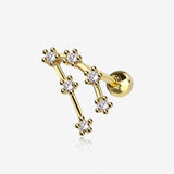 Golden Capricorn Zodiac Multi-Gem Sparkles Cartilage Tragus Barbell