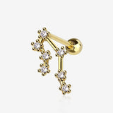 Golden Gemini Zodiac Multi-Gem Sparkles Cartilage Tragus Barbell