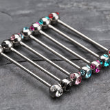 Detail View 1 of Aurora Gem Ball Industrial Barbell-Aurora Borealis
