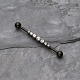 Detail View 1 of Blackline Dazzling Gem Row Industrial Barbell-Black/Clear