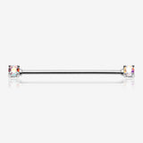 Brilliant Sparkle Gem Prong Set Industrial Barbell-Aurora Borealis