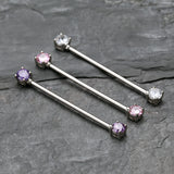 Detail View 1 of Dainty Sparkles Industrial Barbell-Pink