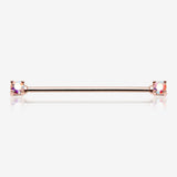 Rose Gold Brilliant Sparkle Gem Prong Set Industrial Barbell-Aurora Borealis