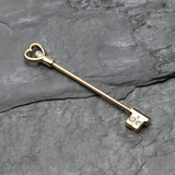 Detail View 1 of Golden Heart Key Industrial Barbell-Clear Gem
