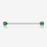 Opal Sparkle Prong Industrial Barbell